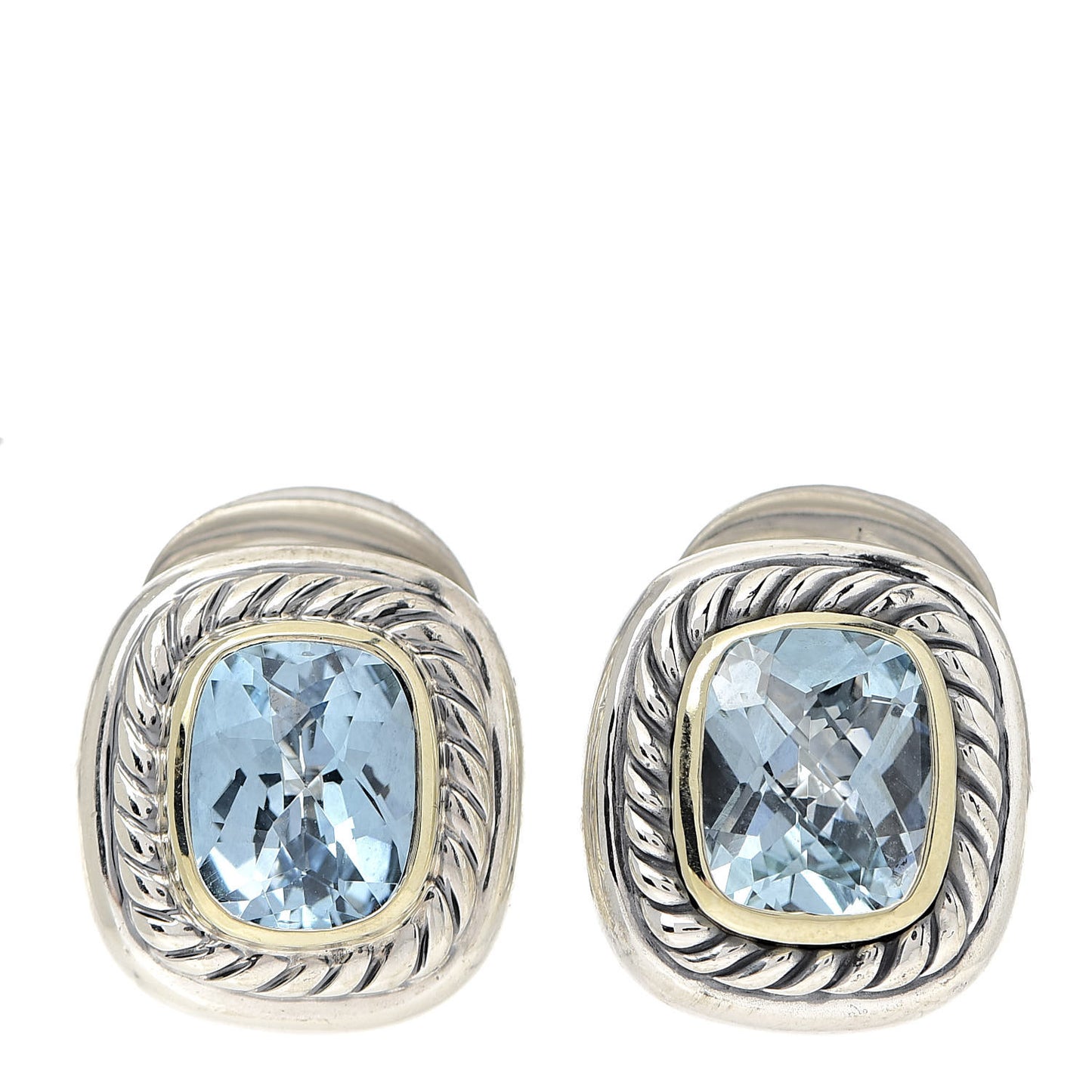 Sterling Silver 14K Yellow Gold Blue Topaz Albion Earrings