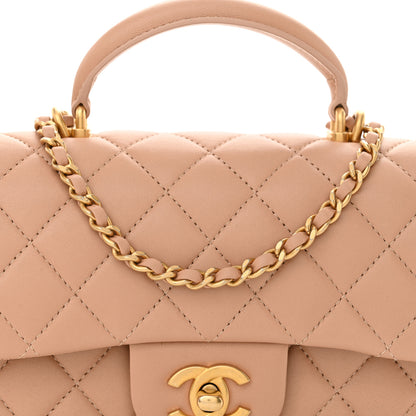 Chanel Lambskin Quilted Mini Top Handle Rectangular Flap Beige 8 of 10