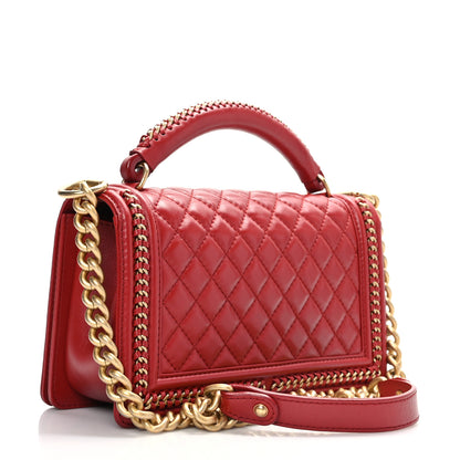 Chanel Lambskin Quilted Medium Top Handle Boy Flap Red 1 of 8