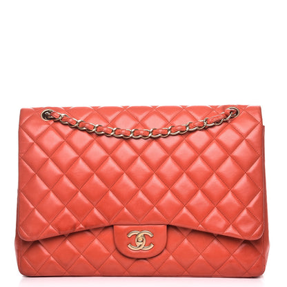 Chanel Lambskin Quilted Maxi Single Flap Light Red 1 of 10