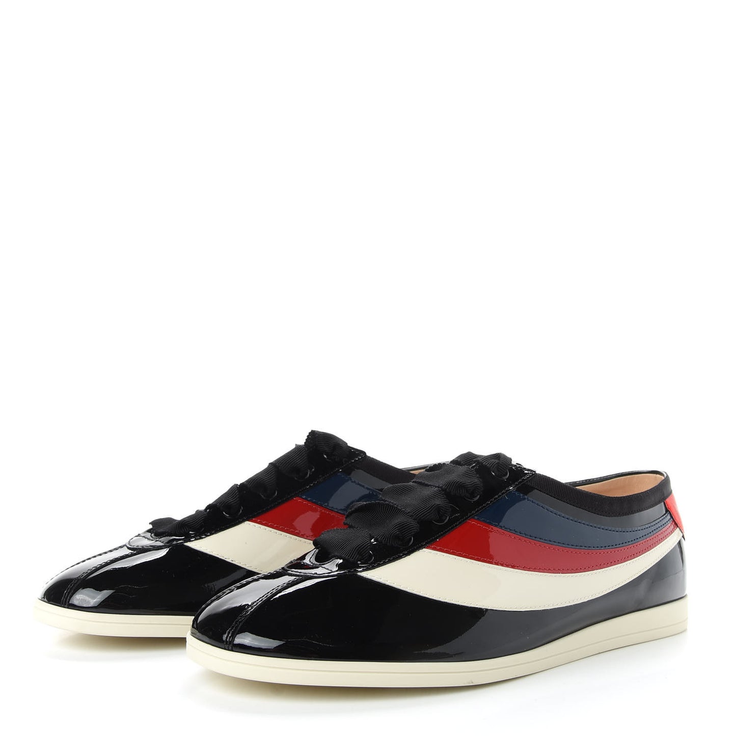 Patent Calfskin Mens Web Falacer Sneakers 8 Black