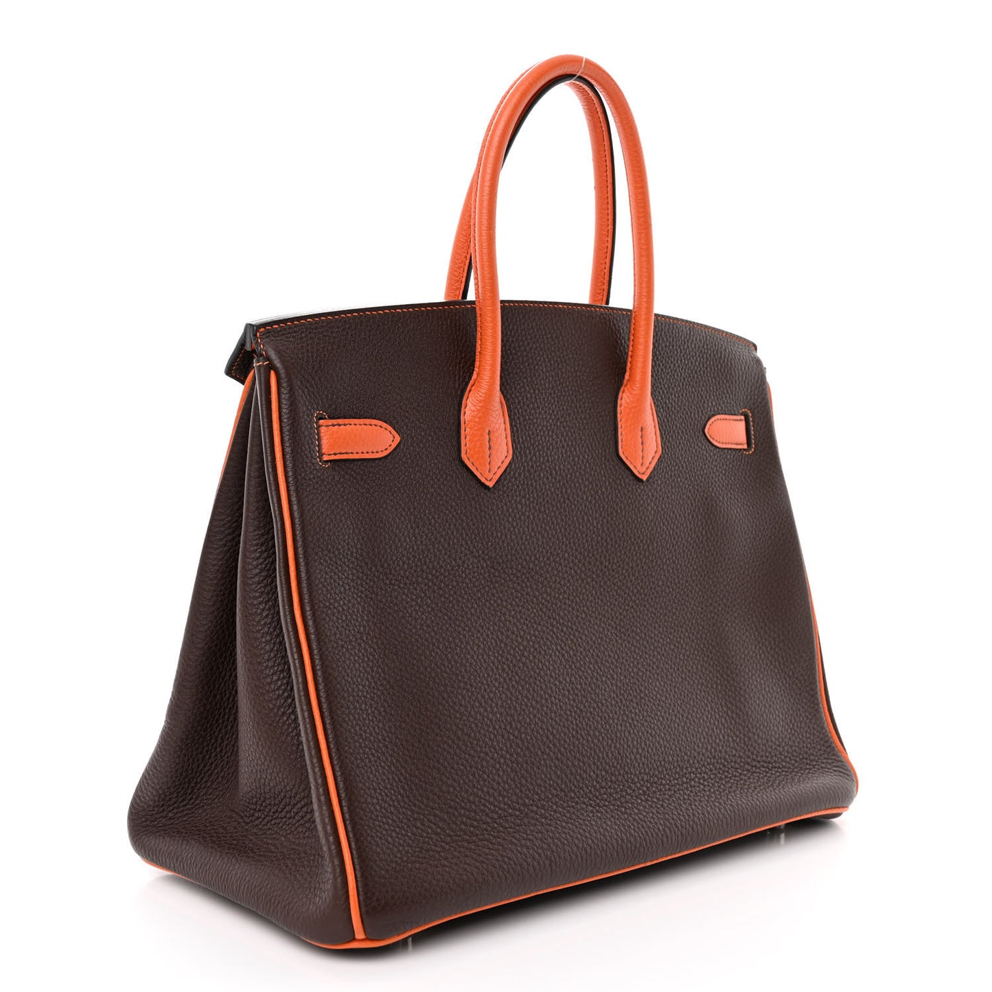 Togo Bi Color Horseshoe Birkin 35 Chocolate Orange