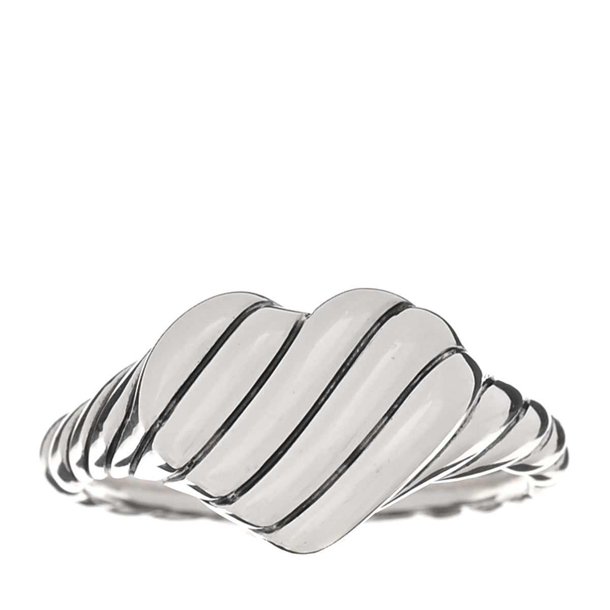 Sterling Silver 9mm Sculpted Cable Heart Pinky Ring 44 3