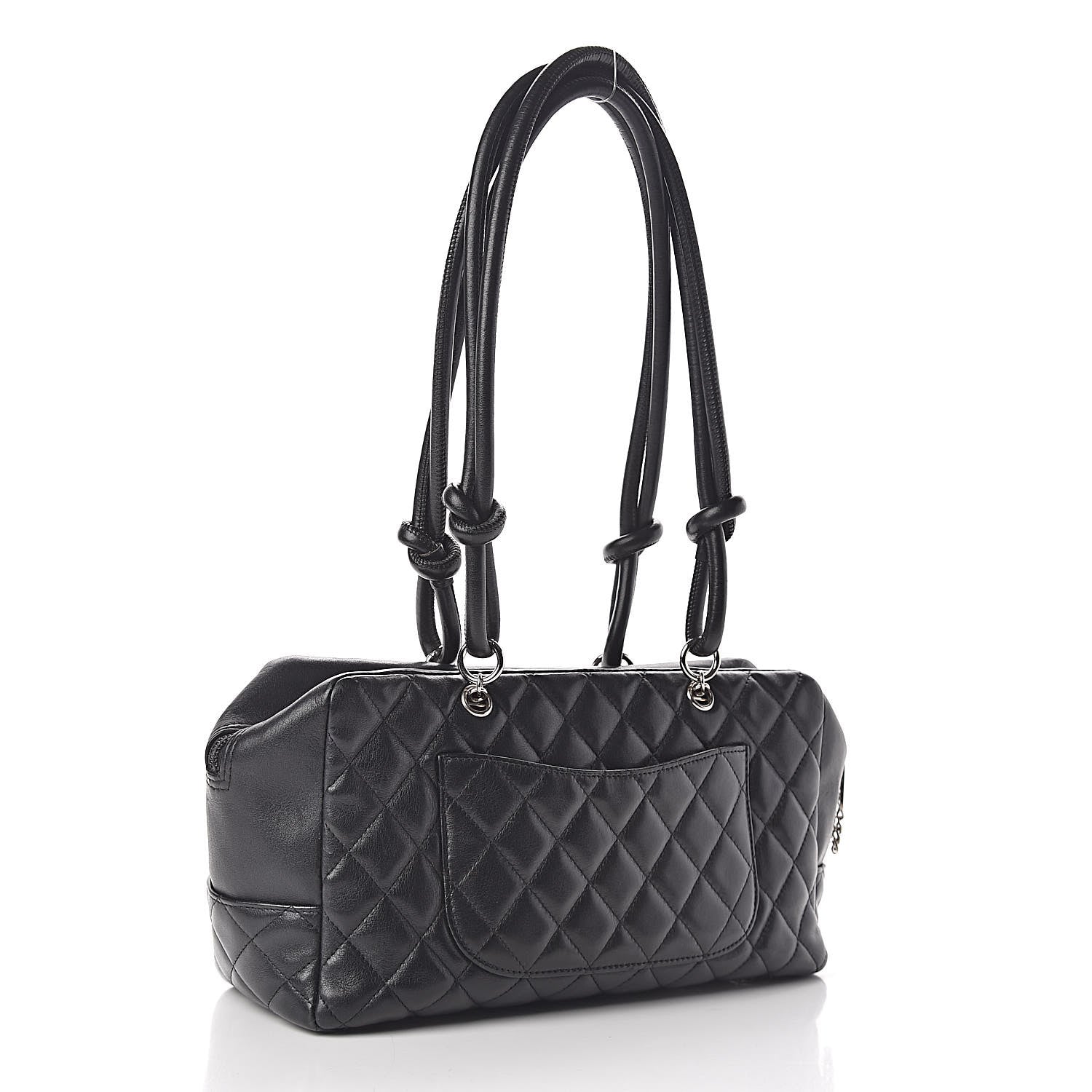 Chanel Calfskin Quilted Large Cambon Bowler Black White 3 of 11