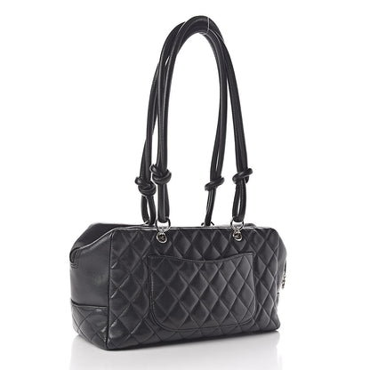 Chanel Calfskin Quilted Large Cambon Bowler Black White 3 of 11