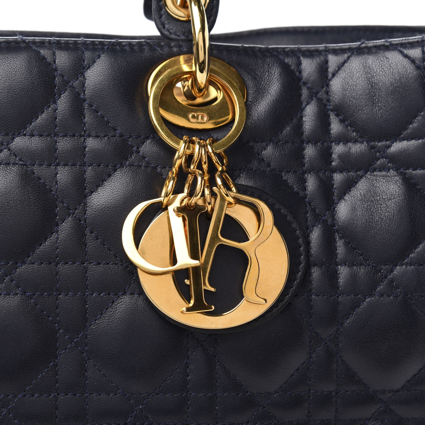 Lambskin Cannage Large Lady Dior Navy Blue