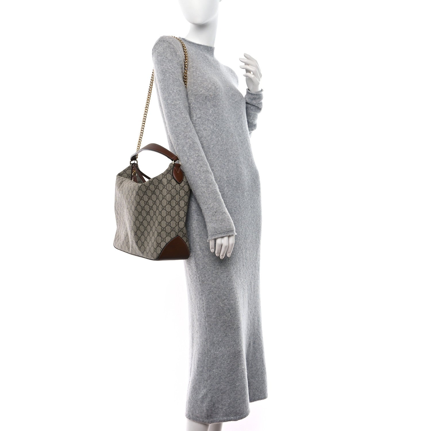 Gucci GG Supreme Monogram Large Linea A Hobo Light Brown 2 of 11