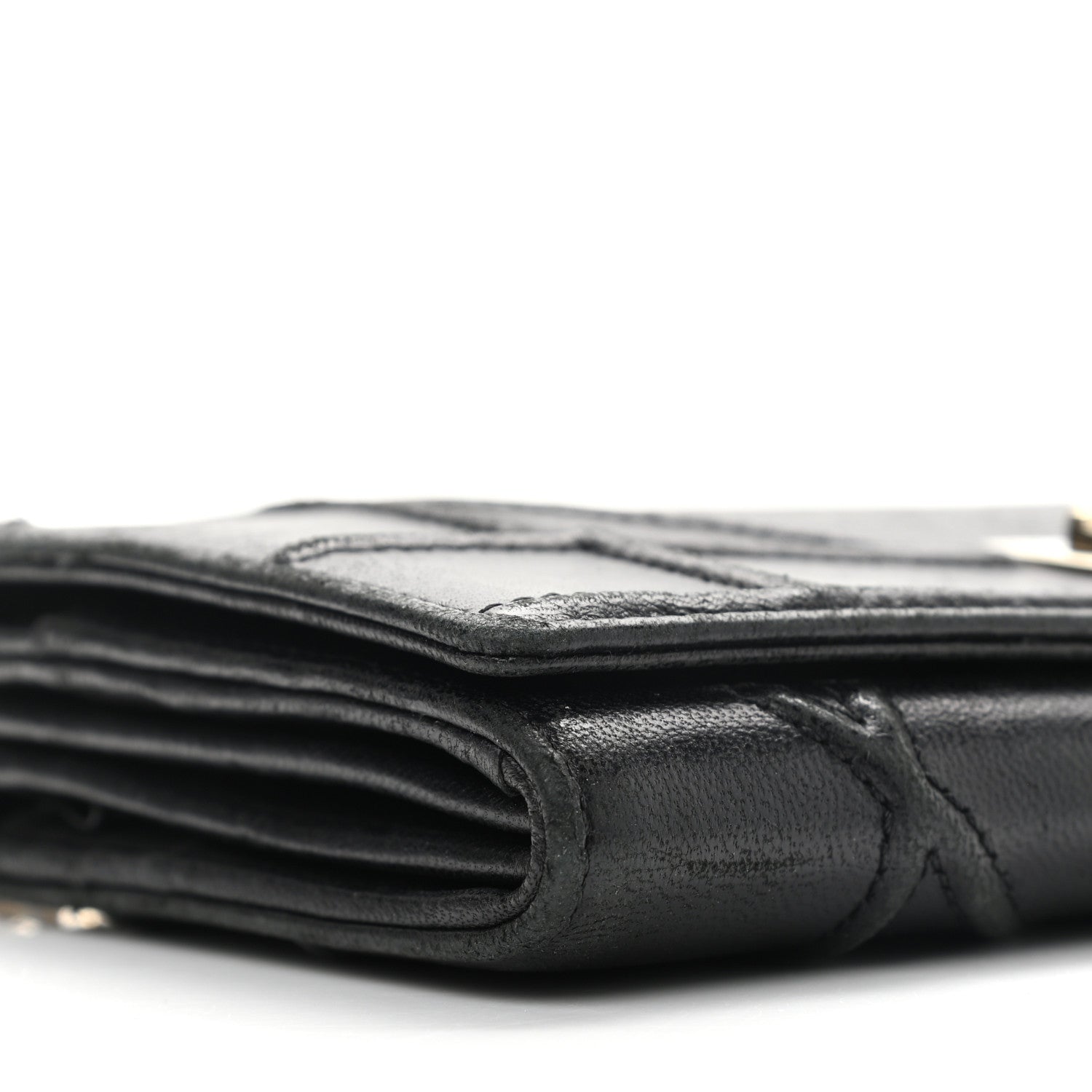 Christian Dior Grained Calfskin Diorama Wallet on Chain Pouch Black 5 of 15