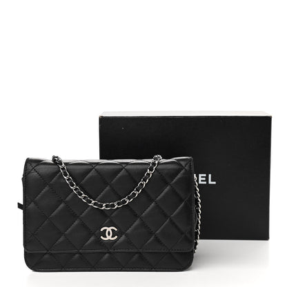 Chanel Lambskin Quilted Wallet On Chain WOC Black 14 of 14