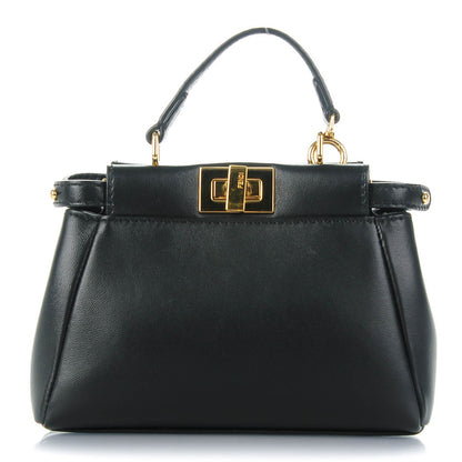 Fendi Nappa Micro Peekaboo Iconic Satchel Black 1 of 8