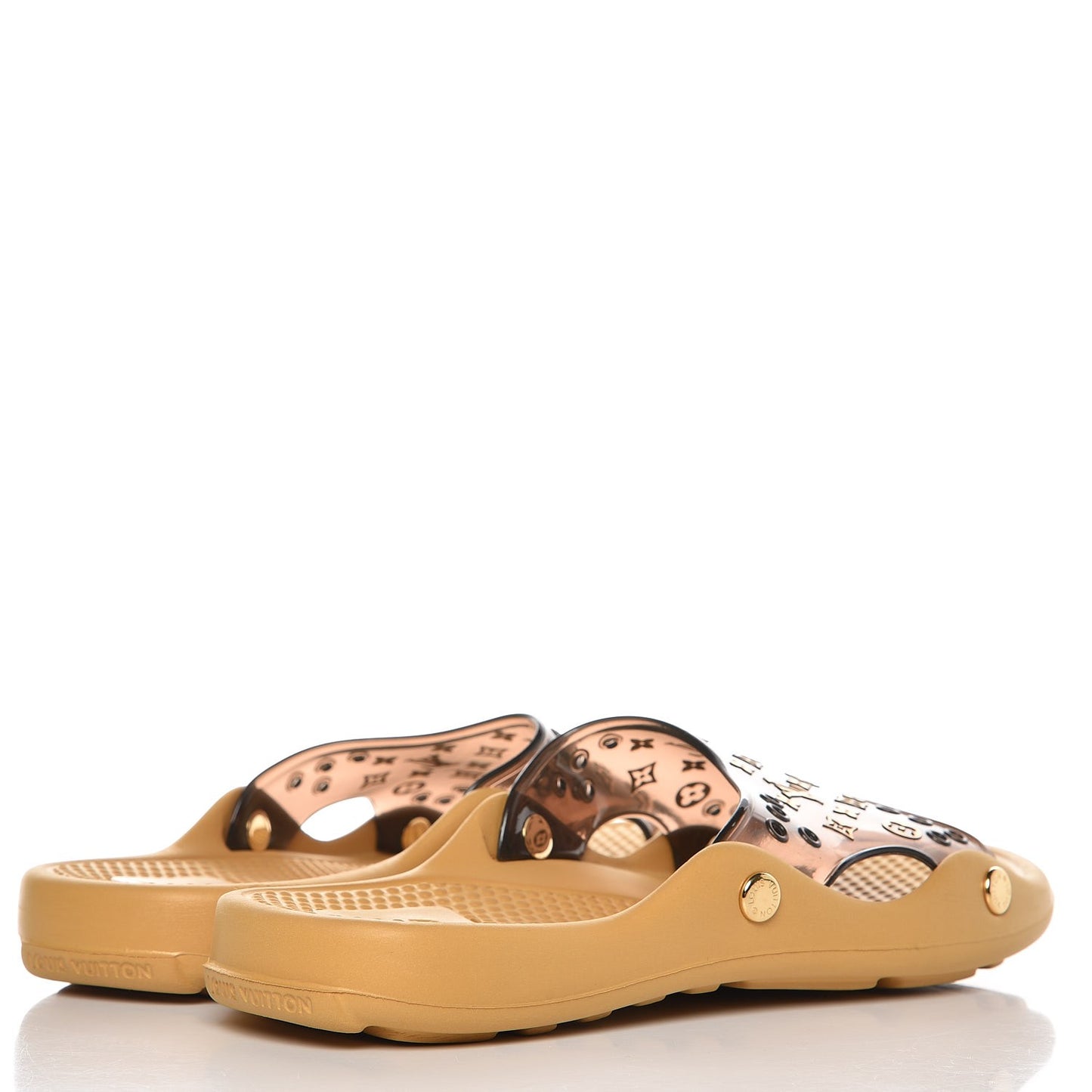 PVC Monogram Spa Sandals 38 Brown