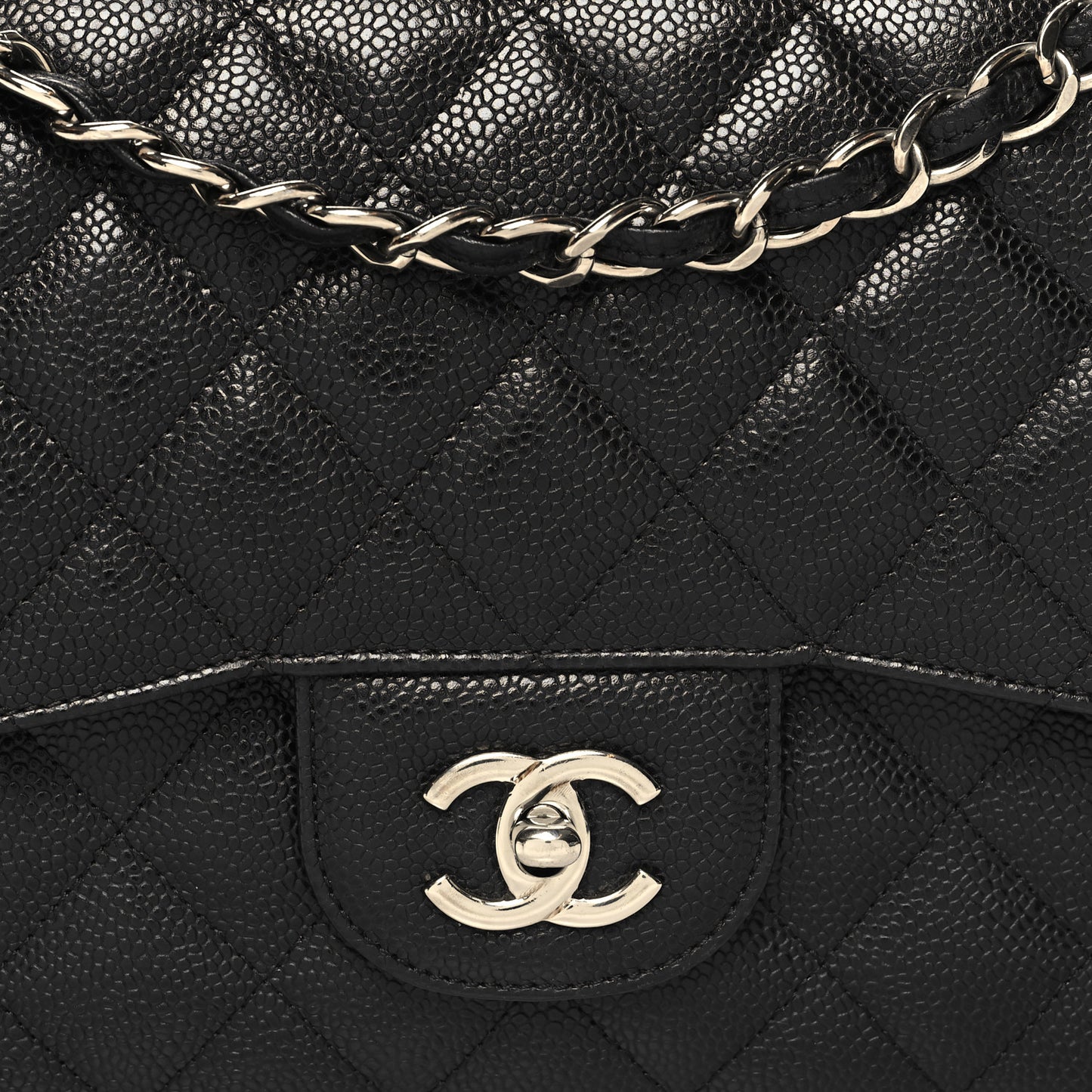 Caviar Quilted Jumbo Double Flap Black
