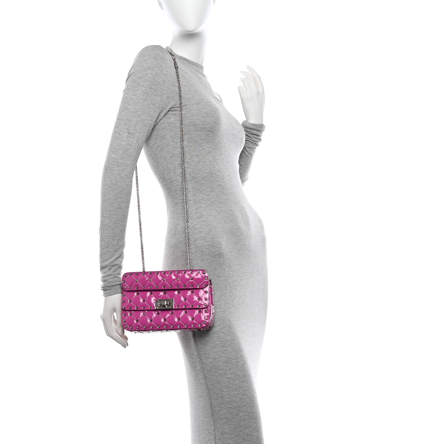 Valentino Garavani Patent Small Rockstud Spike Shoulder Bag Radiant Orchid 2 of 16