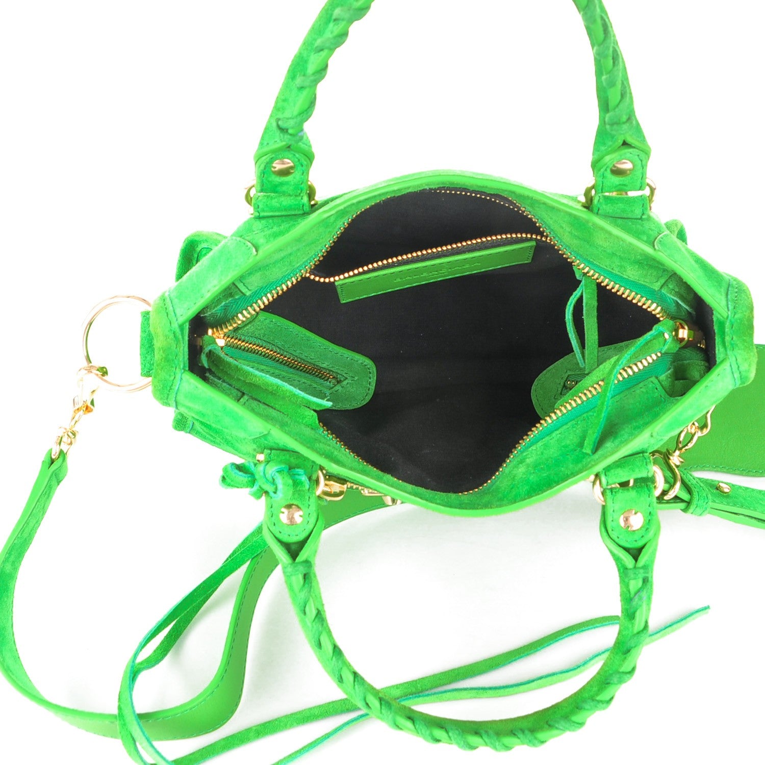 Balenciaga Baby Daim Suede Gold Metallic Edge Hardware Mini City Vert Fluo 6 of 8