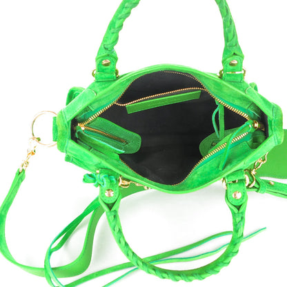 Balenciaga Baby Daim Suede Gold Metallic Edge Hardware Mini City Vert Fluo 6 of 8