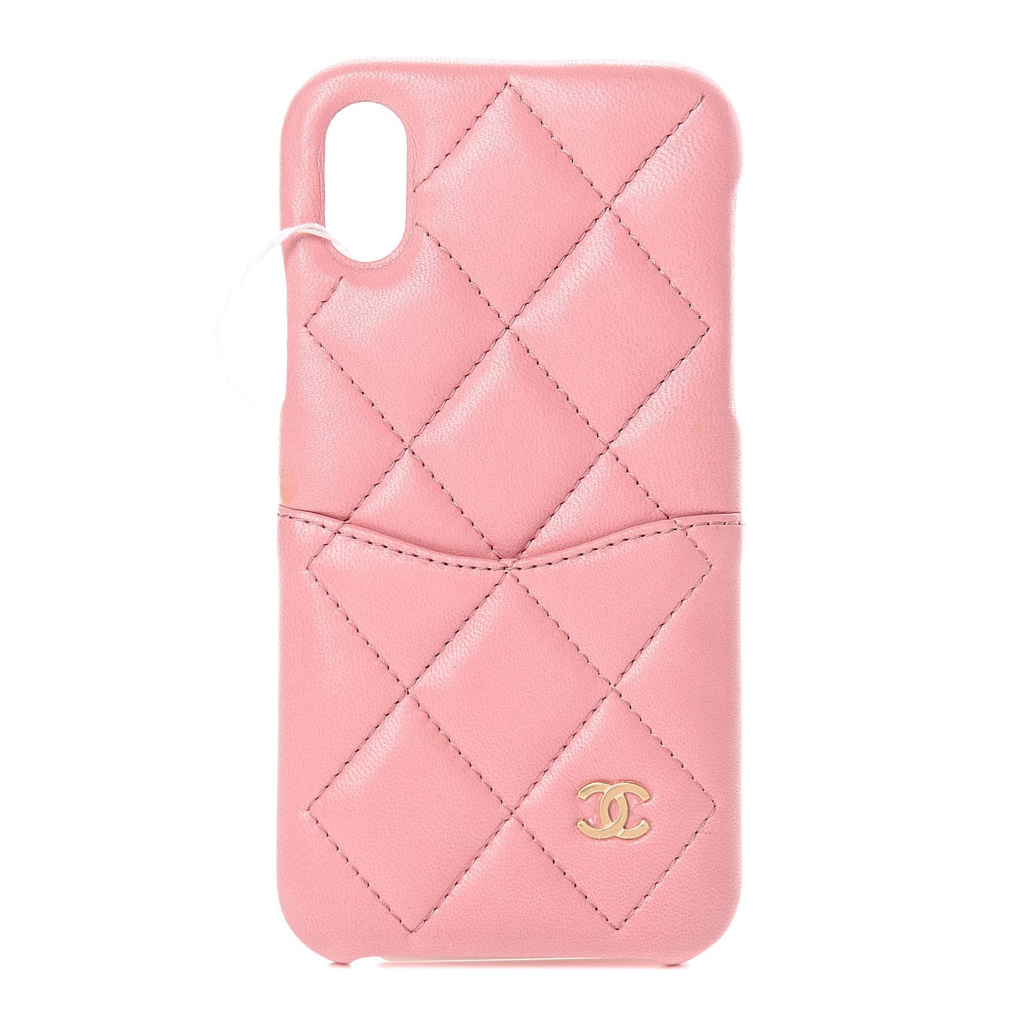 Lambskin Quilted iPhone X Coco Tech Case Pink