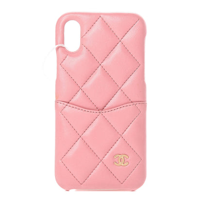 Chanel Lambskin Quilted iPhone X Coco Tech Case Pink 1 of 9