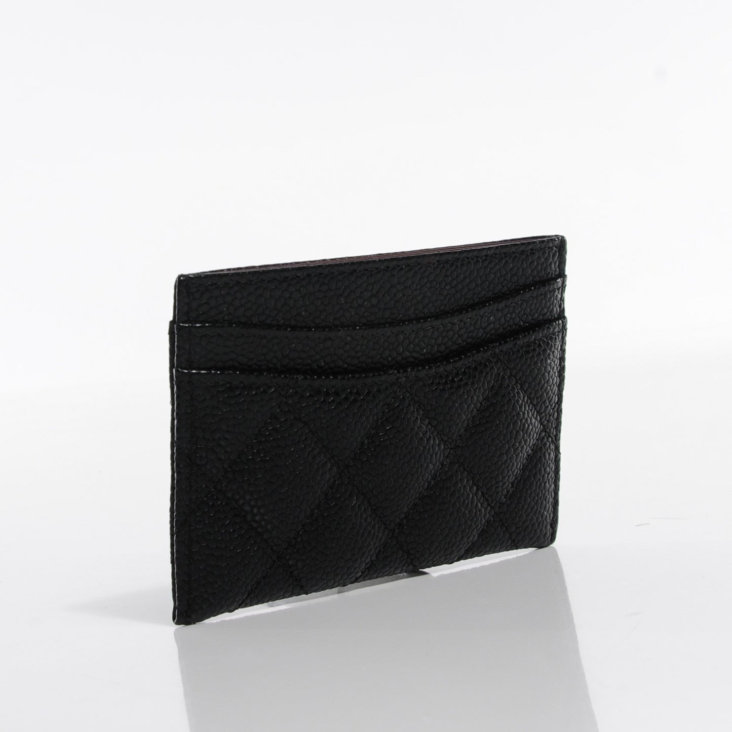 Caviar Quilted Card Holder Black
