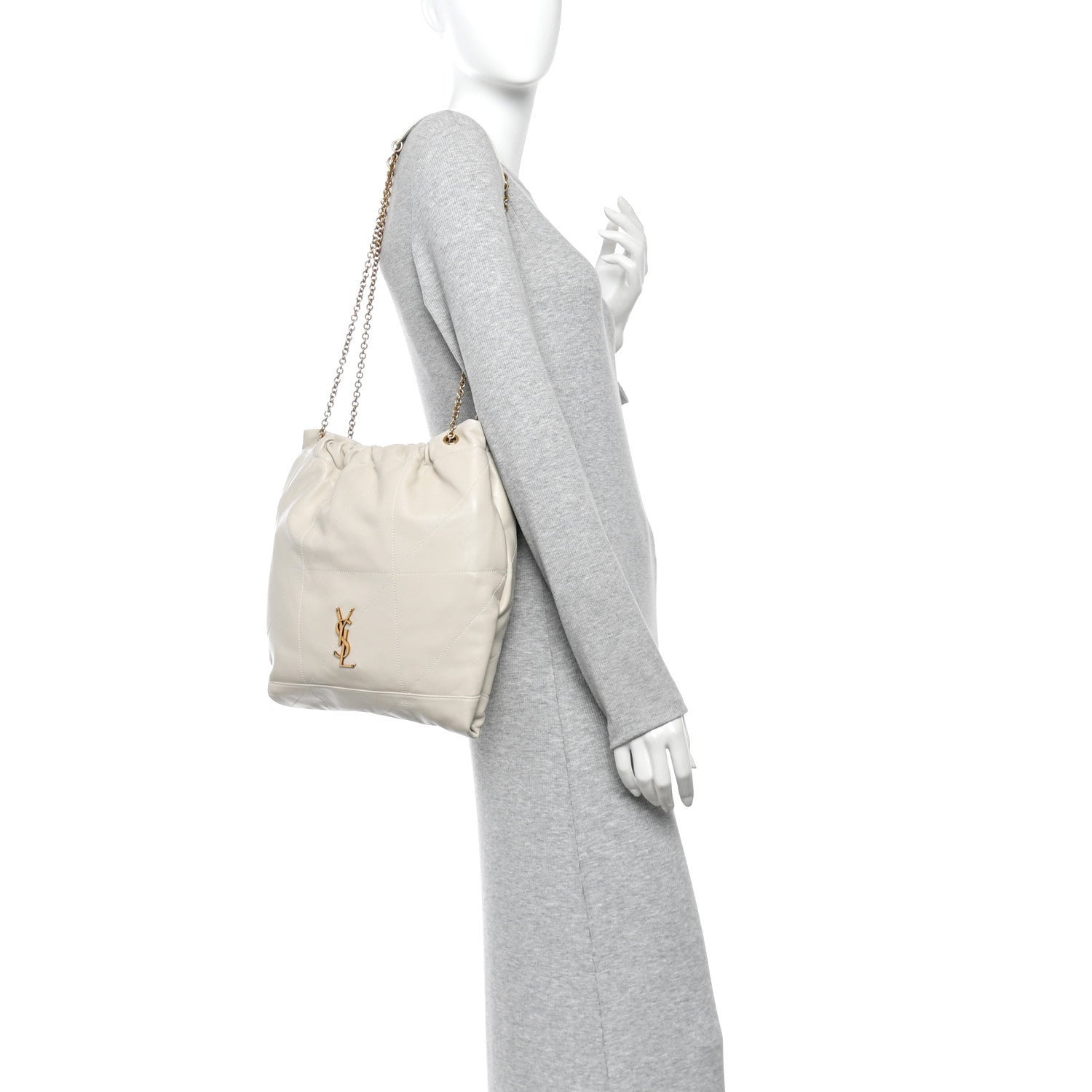 Saint Laurent Lambskin Matelasse Monogram Medium Jamie 4.3 Pochon Crema Soft 2 of 11