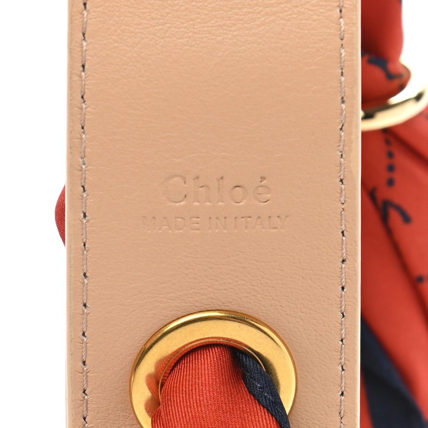 Calfskin Silk Little Horses Scarf Strap Earthy Red