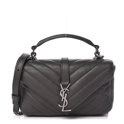 Saint Laurent Sheepskin Matelasse Chevron Monogram College Chain Wallet Coal 1 of 14