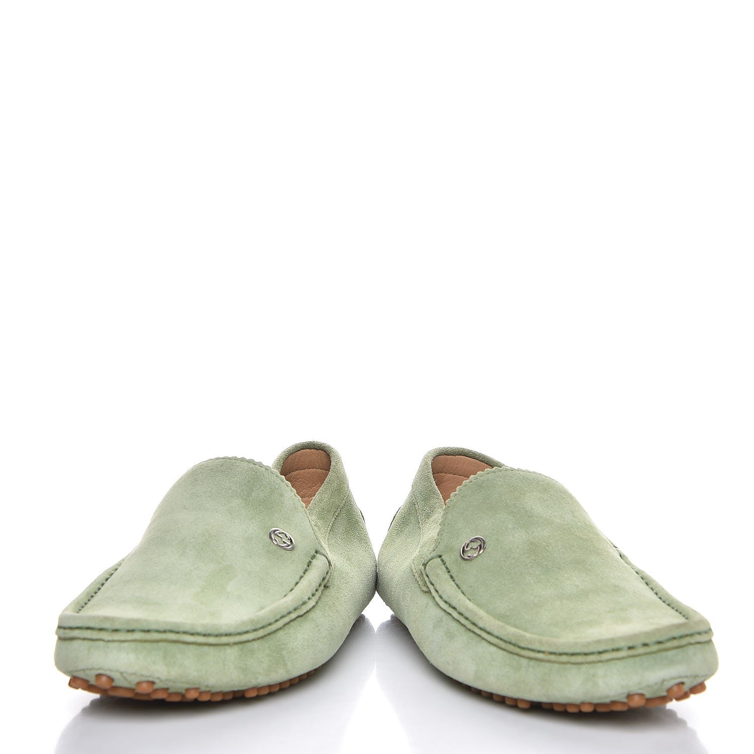 Gucci Suede Mens Driver Loafers 8.5 Light Green 6 of 10
