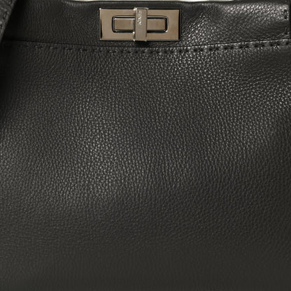 Fendi Cuoio Romano Selleria Bi-Color Medium Peekaboo Iconic Satchel Asfalto Latte 9 of 13