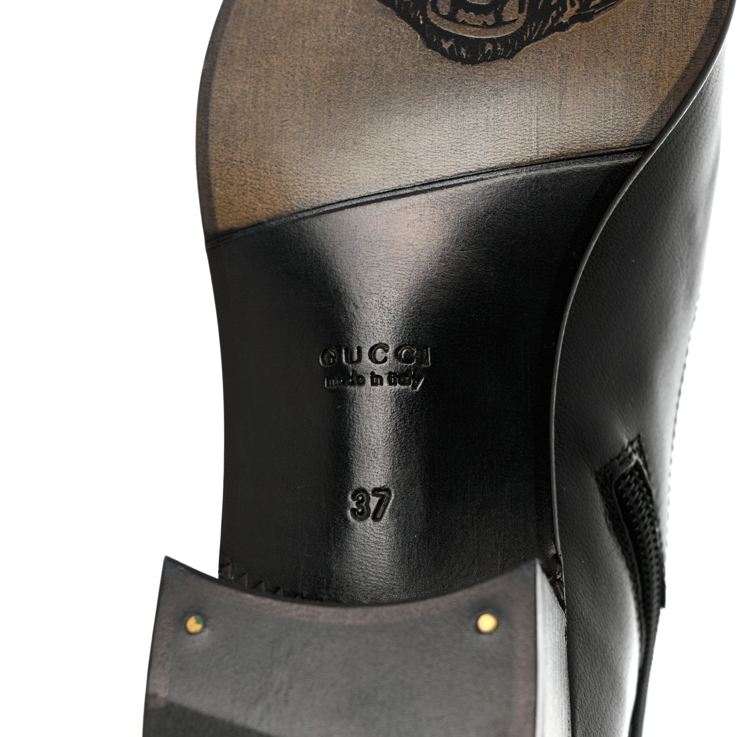 Gucci Goatskin Kitten Chain Horsebit Ankle Boots 37 Black 8 of 15