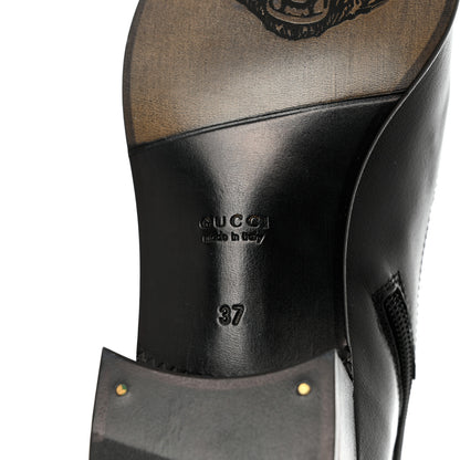 Gucci Goatskin Kitten Chain Horsebit Ankle Boots 37 Black 8 of 15
