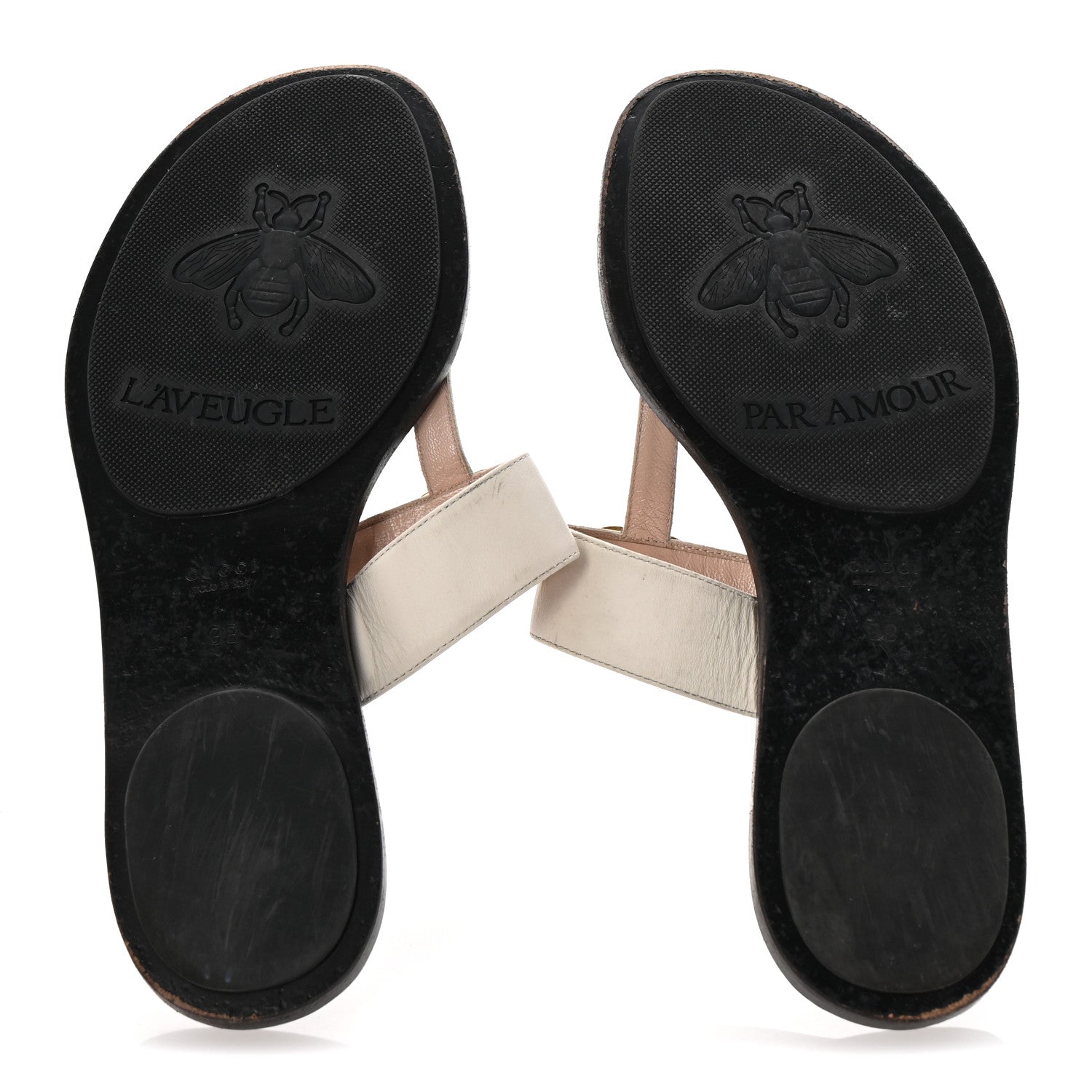 Gucci Calfskin GG Marmont Thong Sandals 38 Mystic White 6 of 10