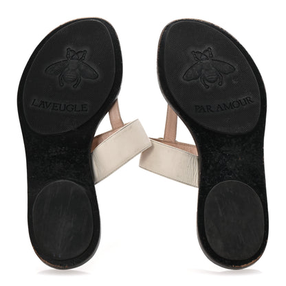 Gucci Calfskin GG Marmont Thong Sandals 38 Mystic White 6 of 10