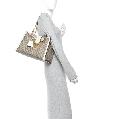 Gucci GG Supreme Monogram Medium Padlock Tote White 2 of 14