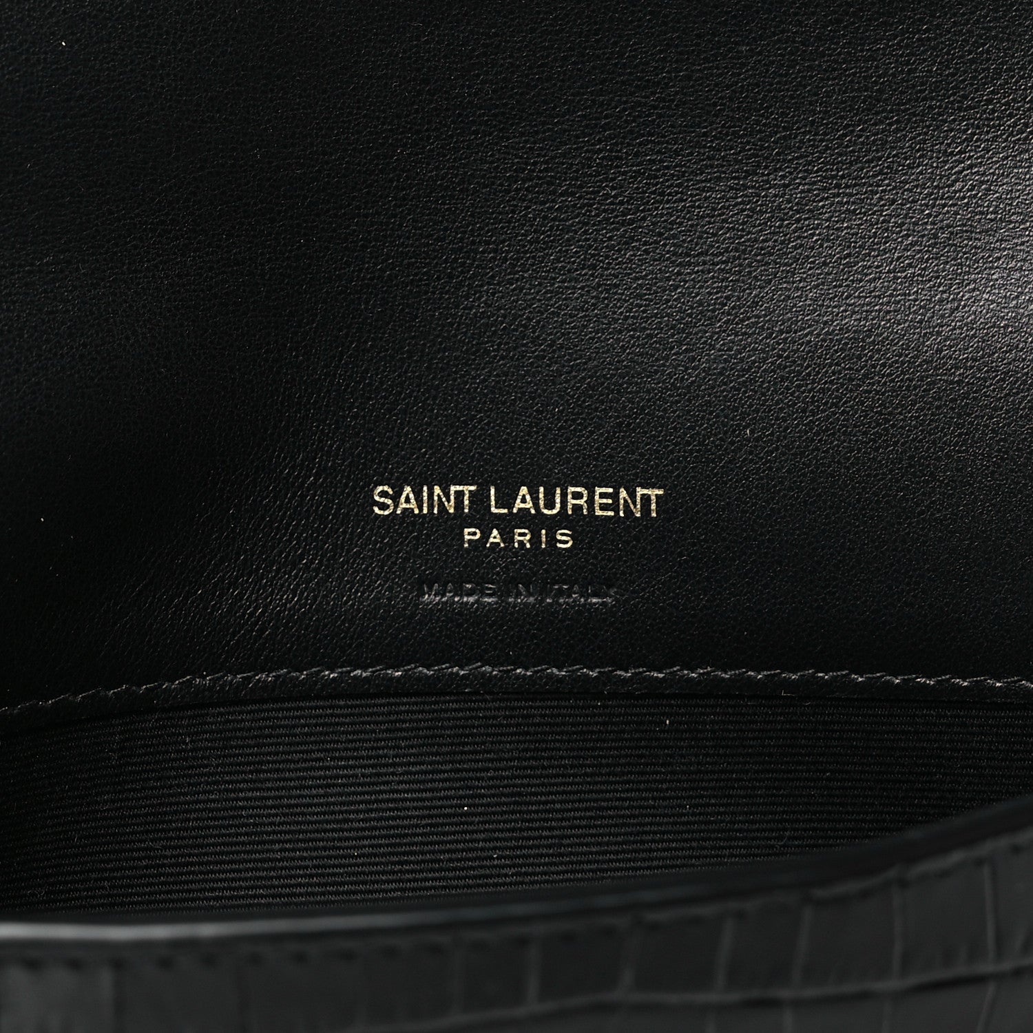Saint Laurent Crocodile Embossed Monogram Phone Holder Crossbody Black 6 of 9