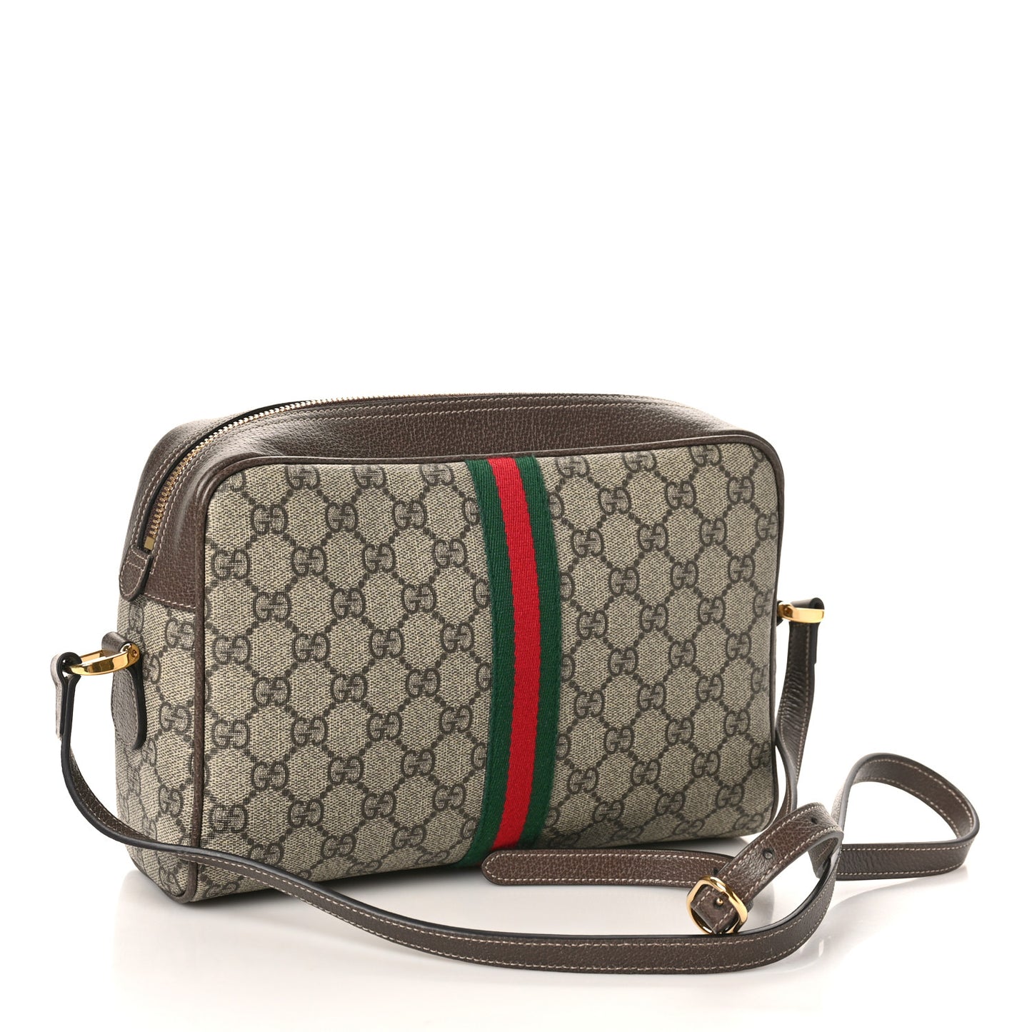 GG Supreme Monogram Web Small Ophidia Shoulder Bag Brown