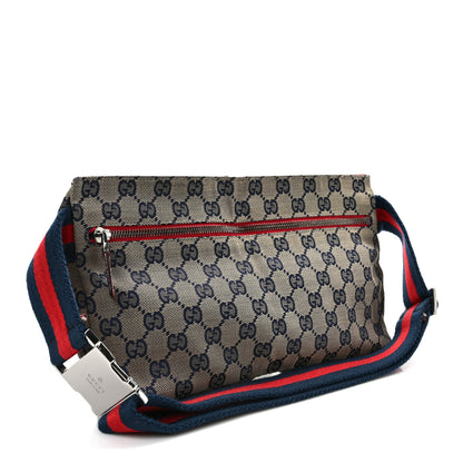 Gucci GG Monogram Web Double Pocket Belt Bag Navy Red 3 of 10