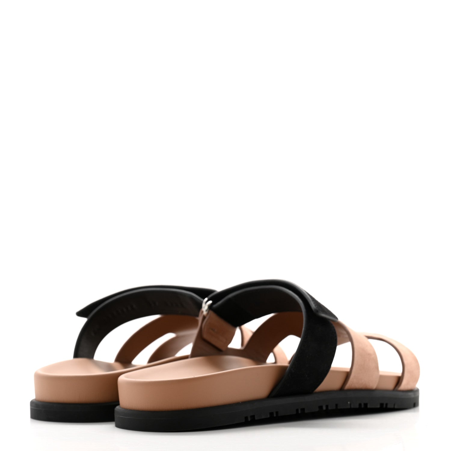 Hermes Suede Goatskin Womens Chypre Sandals 39 Rose Perle Black 4 of 9