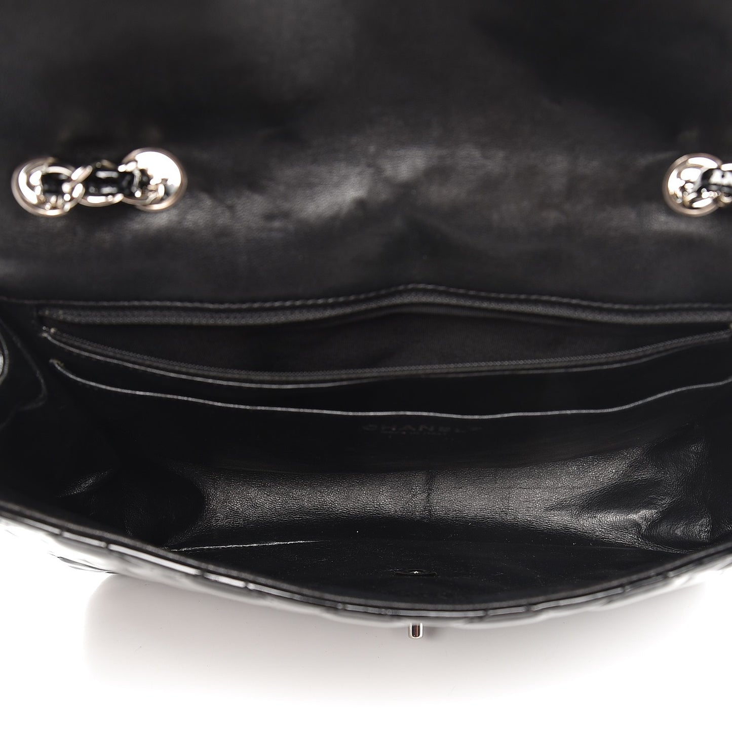 Patent Quilted Jumbo Single Flap Black