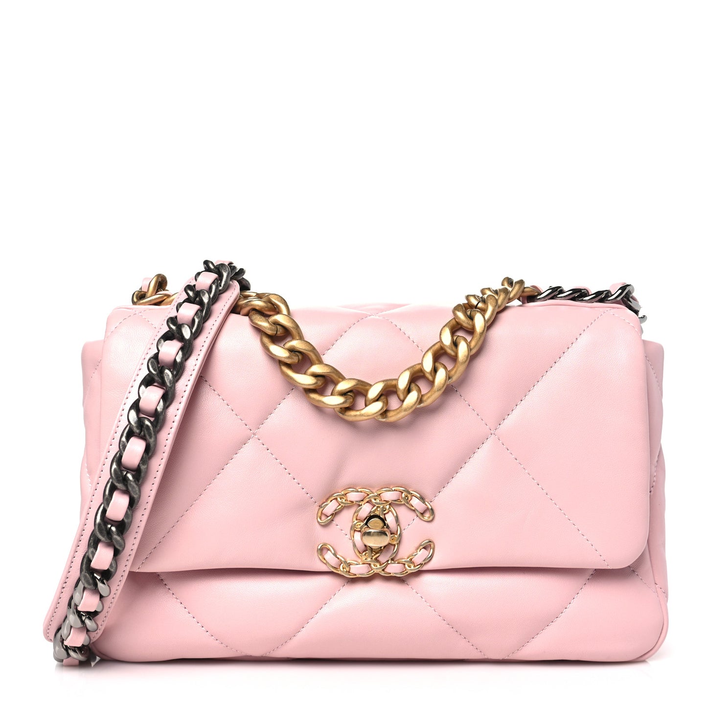 Lambskin Quilted Medium Chanel 19 Flap Light Pink