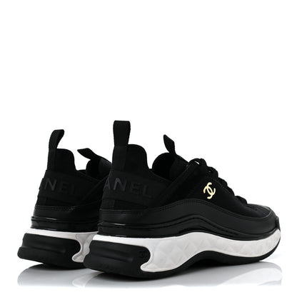 Chanel Velvet Calfskin Mixed Fibers CC Sneakers 37.5 Black 4 of 8