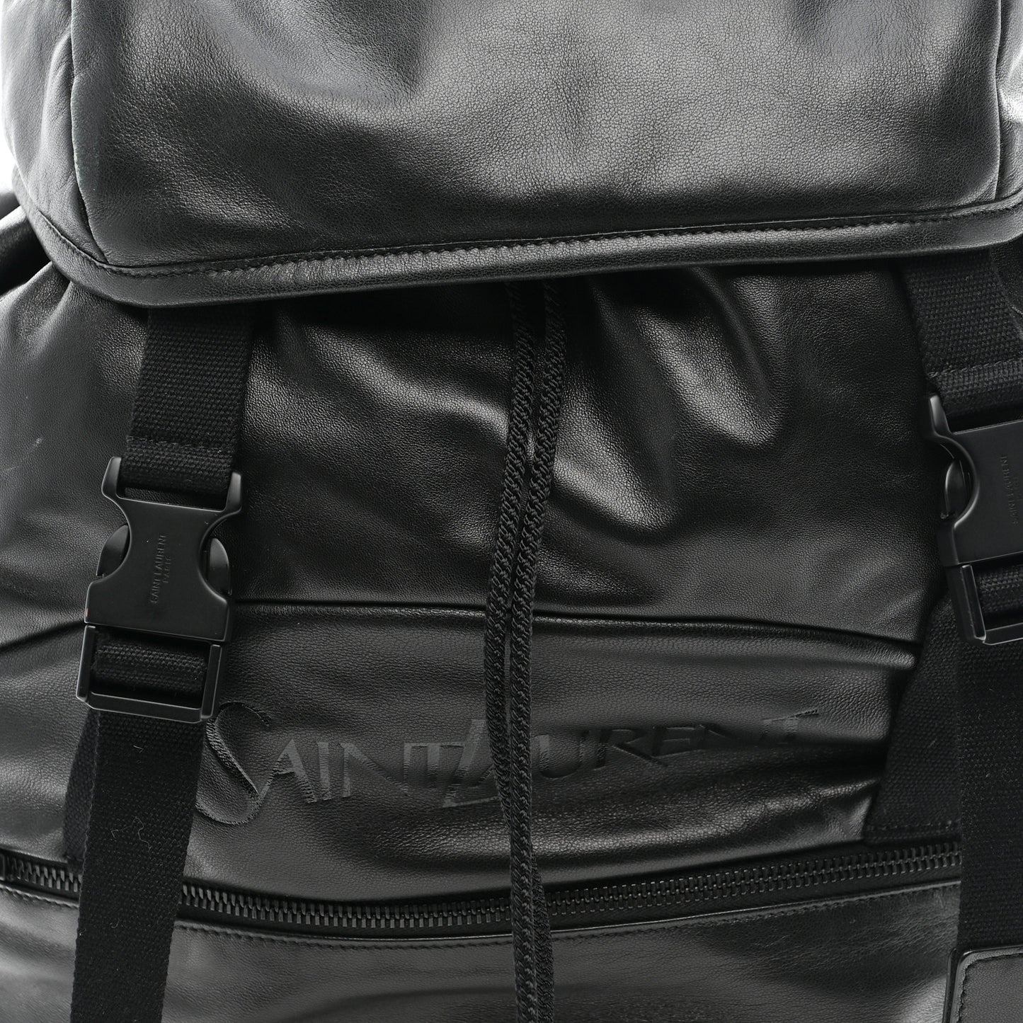 Lambskin Logo Debossed Backpack Black