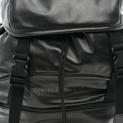 Saint Laurent Lambskin Logo Debossed Backpack Black 8 of 10