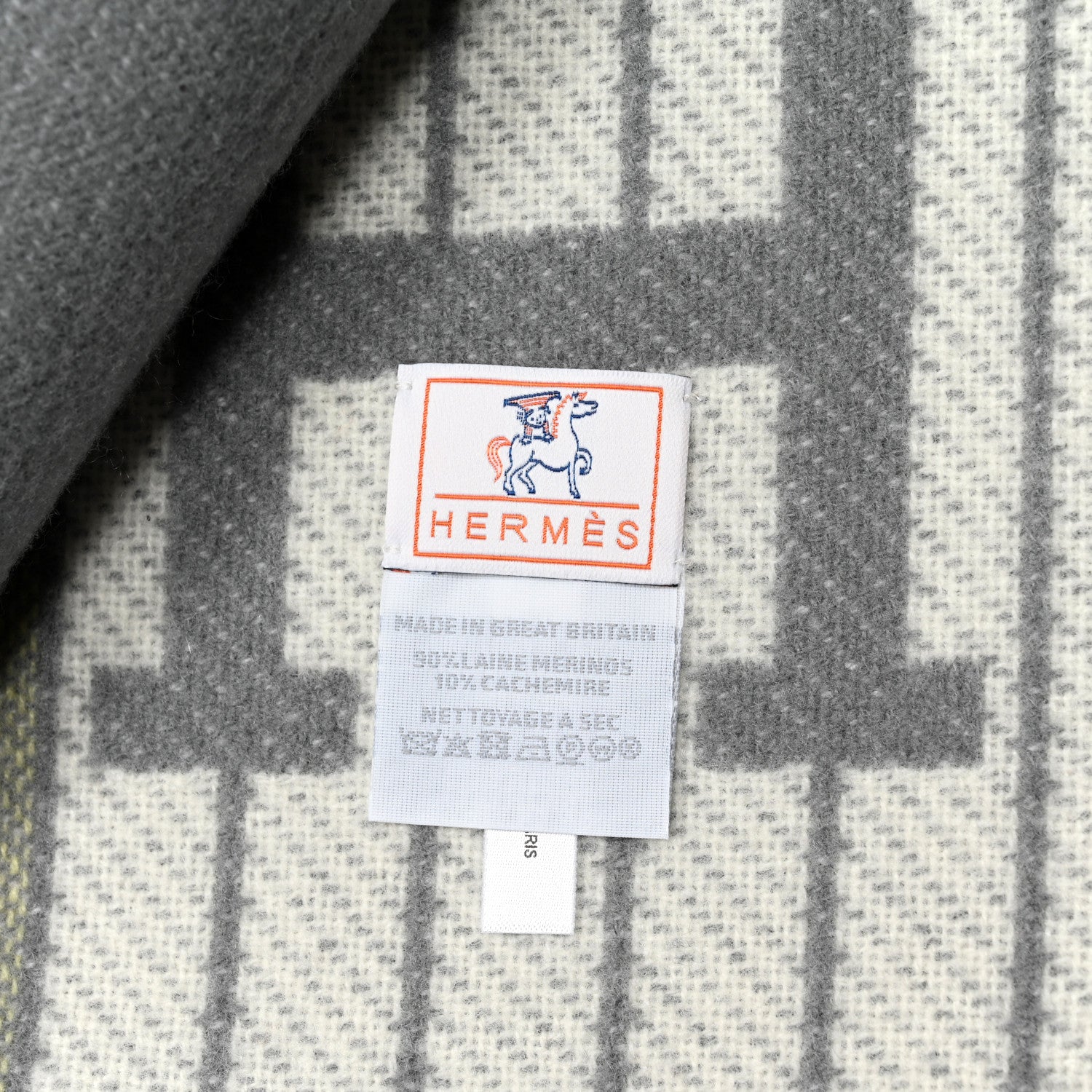Hermes Wool Cashmere Avalon Cabriole Blanket Gris Perle 3 of 3