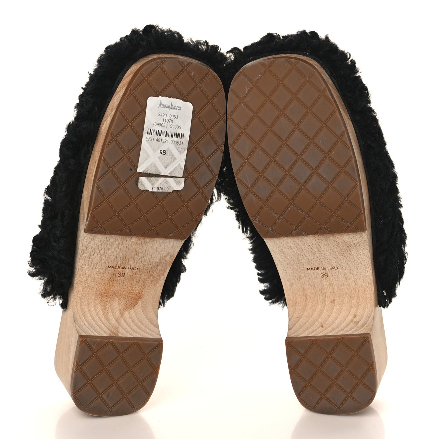 Shearling Lambskin Clogs 39 Black