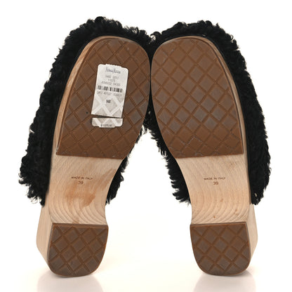 Chanel Shearling Lambskin Clogs 39 Black 5 of 8