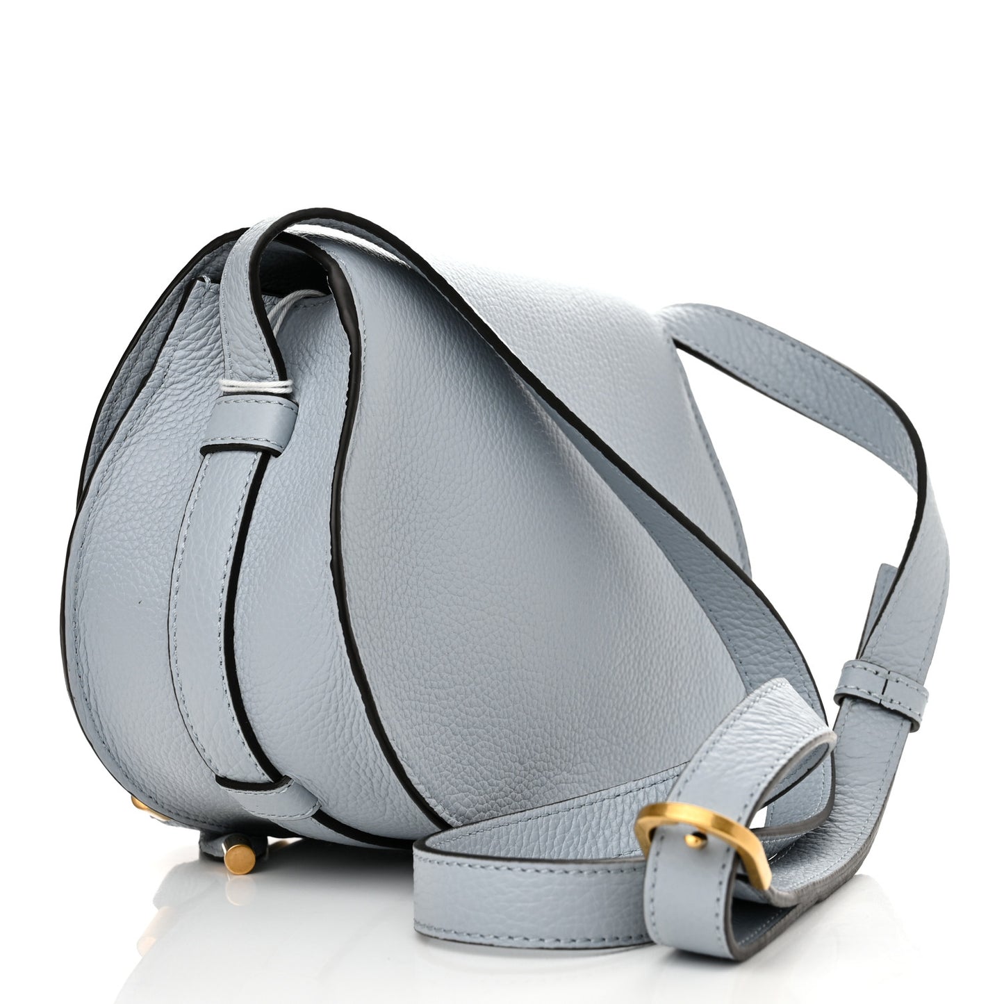 Grained Calfskin Small Marcie Saddle Bag Shady Blue