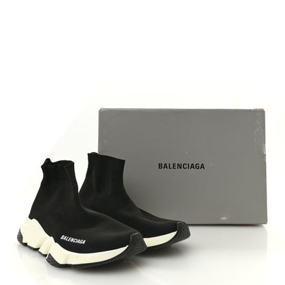 Balenciaga Neoprene Knit Womens Speed Sneakers 37 Black White 11 of 11