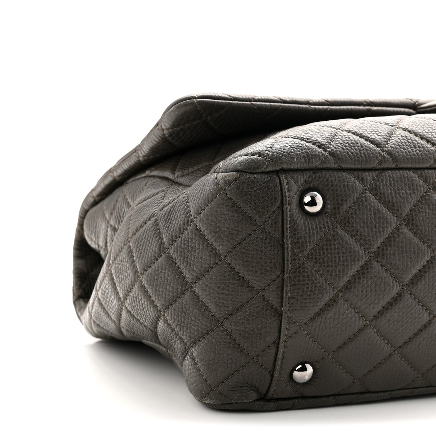 Calfskin Quilted XXL Travel Flap Bag Khaki