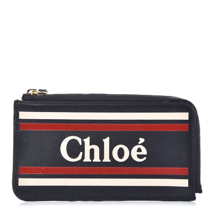 Chloe Calfskin Logo Vick Zip Card Case Full Blue 1 of 7