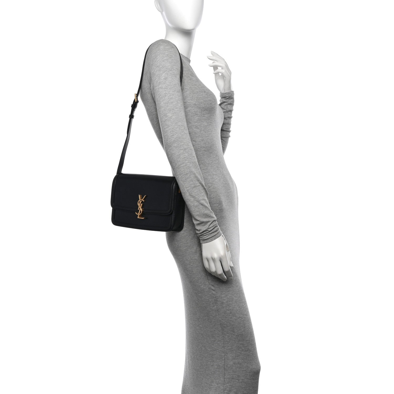 Saint Laurent Box Calfskin Monogram Medium Solferino Satchel Black 2 of 15