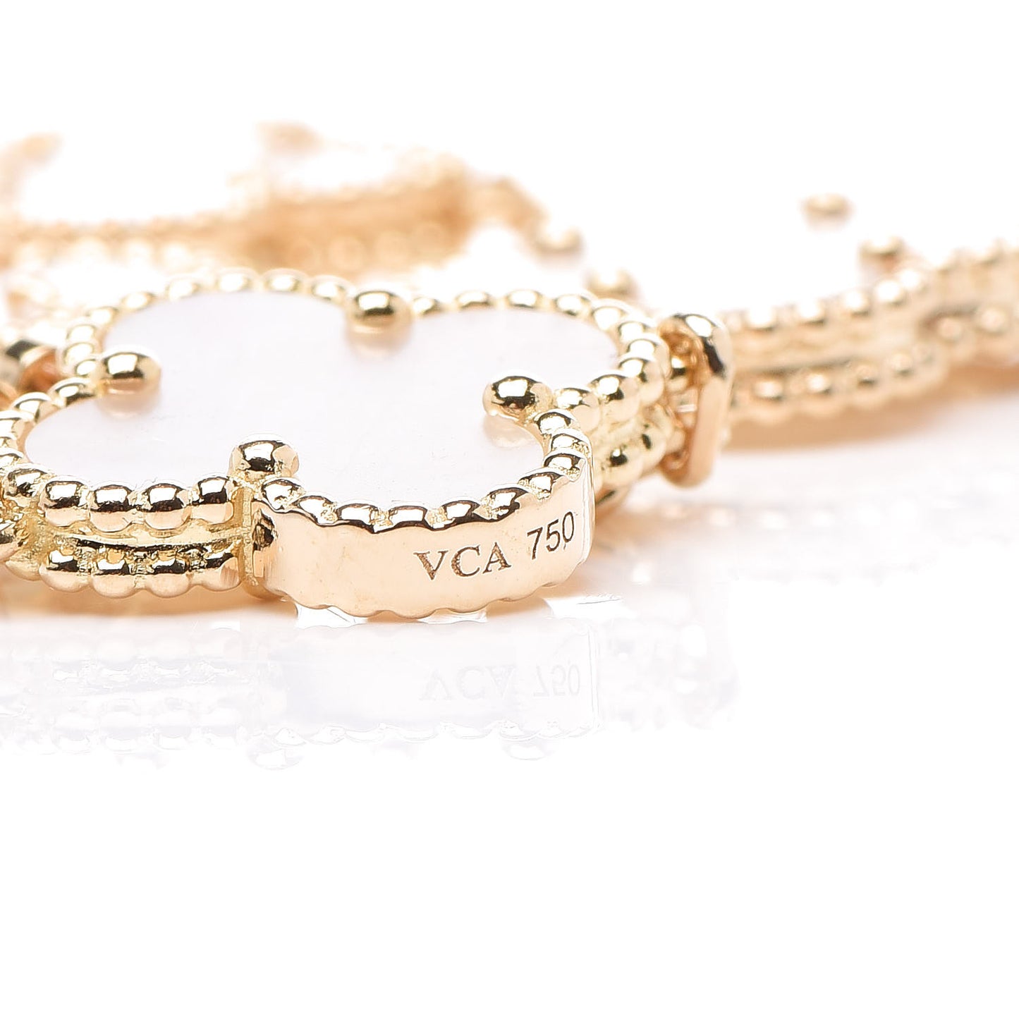 18K Yellow Gold Mother of Pearl 5 Motifs Vintage Alhambra Bracelet